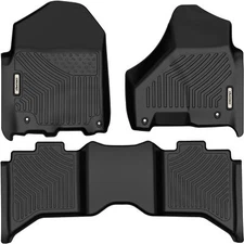 OEDRO Floor Mats for Dodge Ram 1500 2500 3500 Crew Cab 2012-2018 TPE 3D Liners