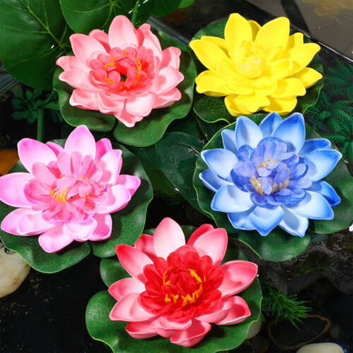  5 Pcs Woman Fake Waterlillies Floating Flowers Lily Pads for Ponds - Picture 1 of 12