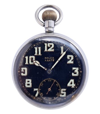 Rolex GSTP WWII Era British Military Issued Pocket Watch Black Dial