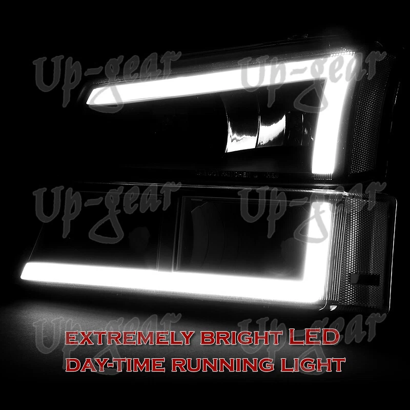 Faro cromado + lámpara de parachoques Silverado LED DRL Silverado 02-06 Chevy Avalanche /03-07 Foto 3 de 4