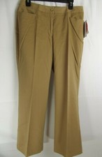 NWT Liz Claiborne Womens Sz 12P Petite Audra Camel Brown Pants Short Rise Slacks