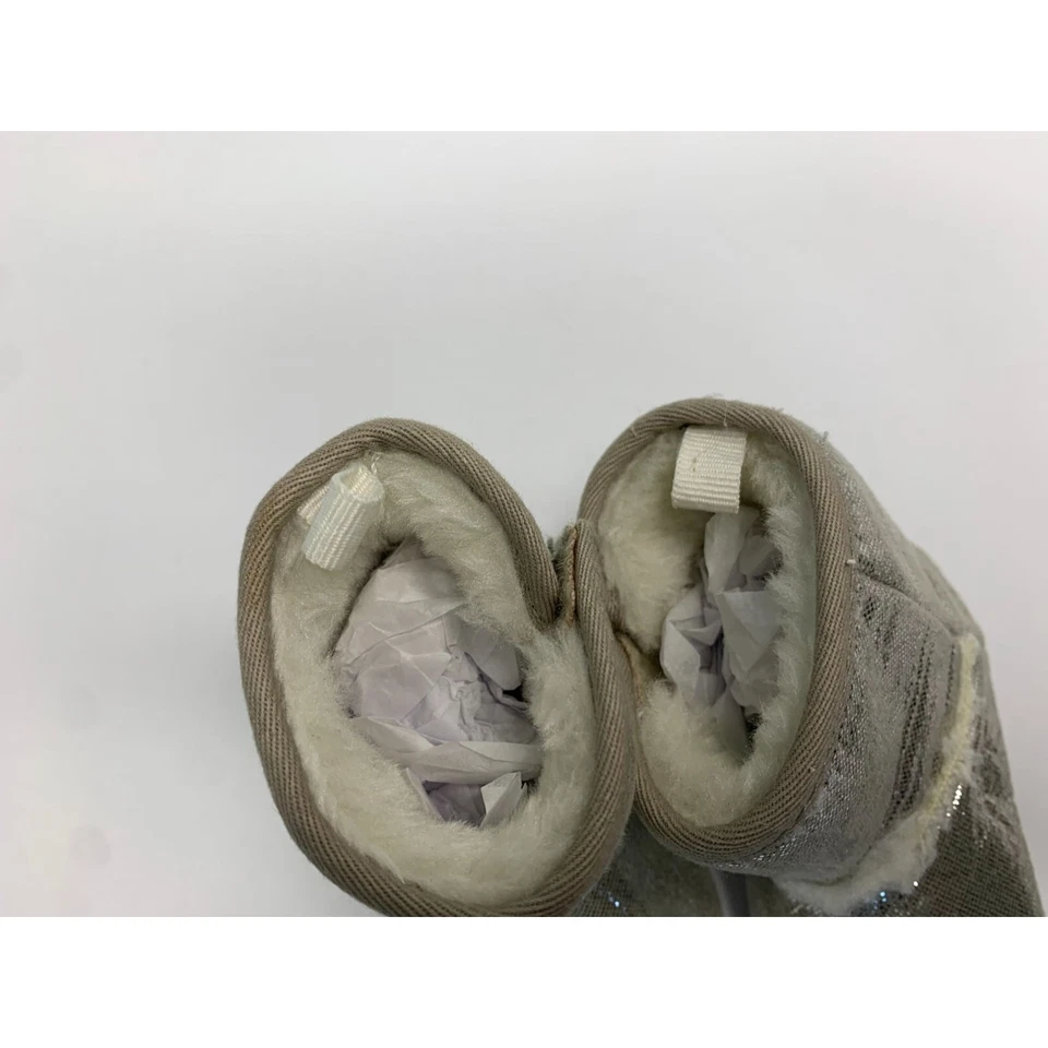 Botas antiguas azul marino para niñas bebé bebé talla 2 3 6 meses plateadas brillantes forradas de piel Ankl Foto 4 de 4