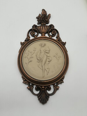 Vintage Coppercraft Guild Goddess Wall Plaque 14'' Hard Plastic Cameo Style MCM