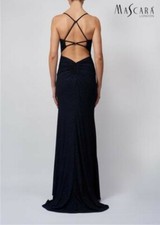 Mascara Mc129518 Royal blue black size 12 stretch fit Evening Dress Prom NWT