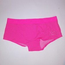Victoria Secret PINK Panty Shortie Neon Pink Rhinestone Bling Logo Banded Trim