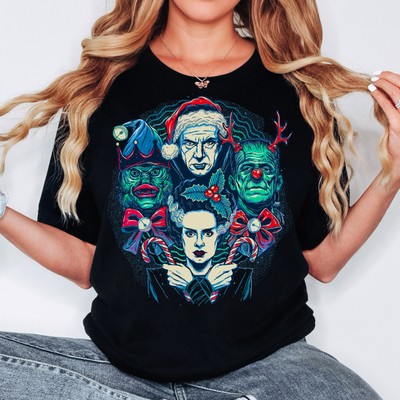 Classic Monsters Christmas Shirt, Dracula, Bride Shirt, Horror Christmas,Xmas Te