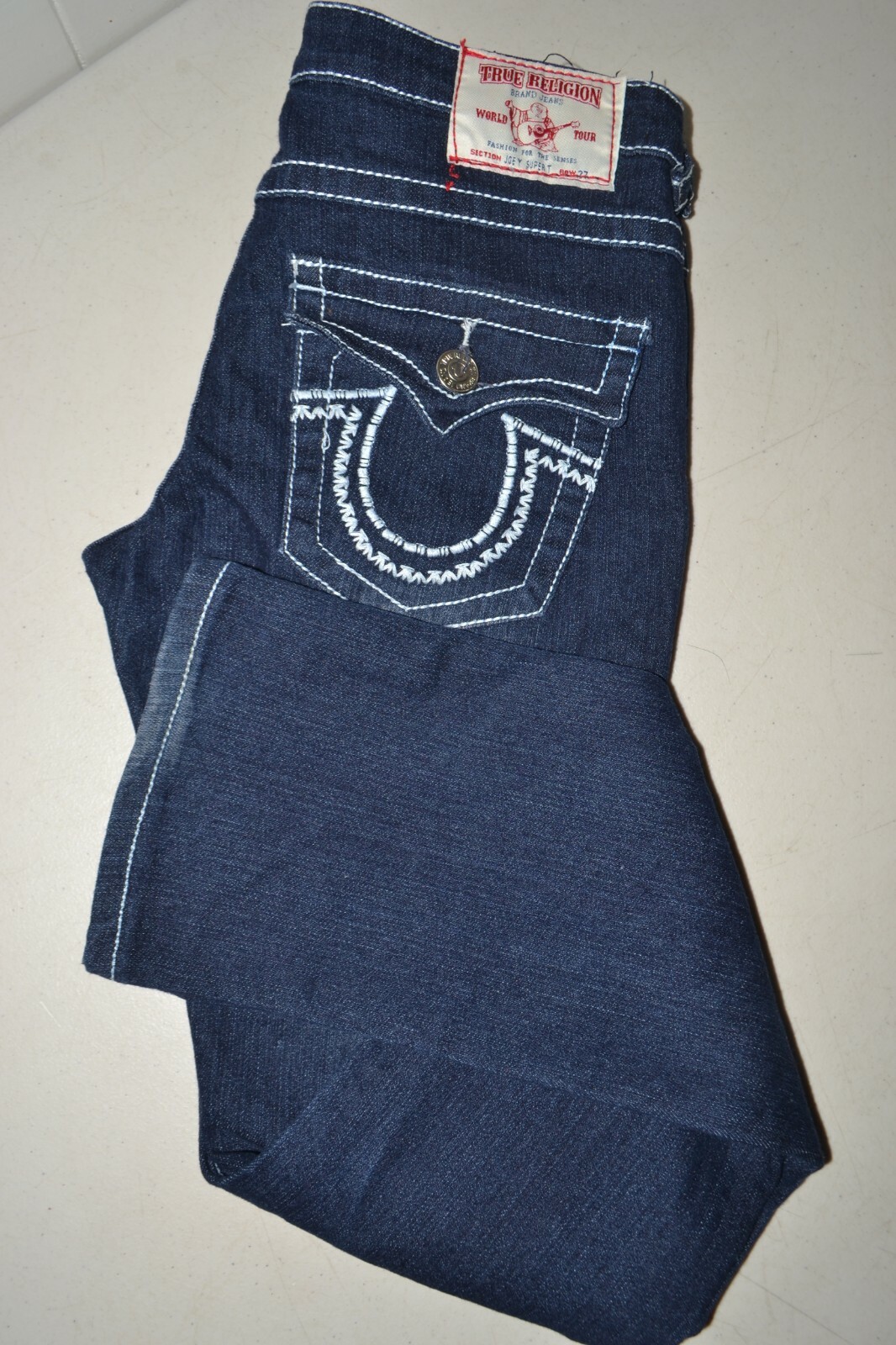 True Religion Women's Joey Super T Thick Stitch U Denim Jeans Sz 27x31