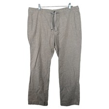 Perry Ellis Mens Pants Sz 36 x 30 Beige Linen Blend Beachy Coastal Button-Fly