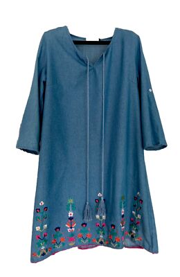 Besticktes Kleid Jeansoptik MOSNOVA 