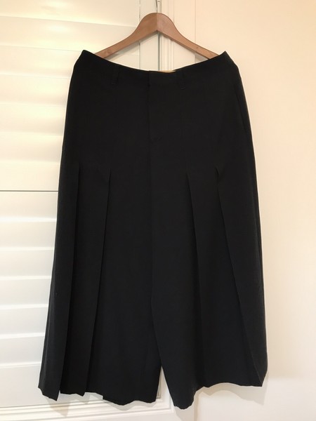 Ralph Lauren tailored pleat black wide leg culotte pants US 10 UK 14 RN41318
