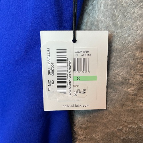 Calvin Klein Women Classic Waterfall Ruched Formal Occasion Sheath Dress 8 Blue - Picture 5 of 14