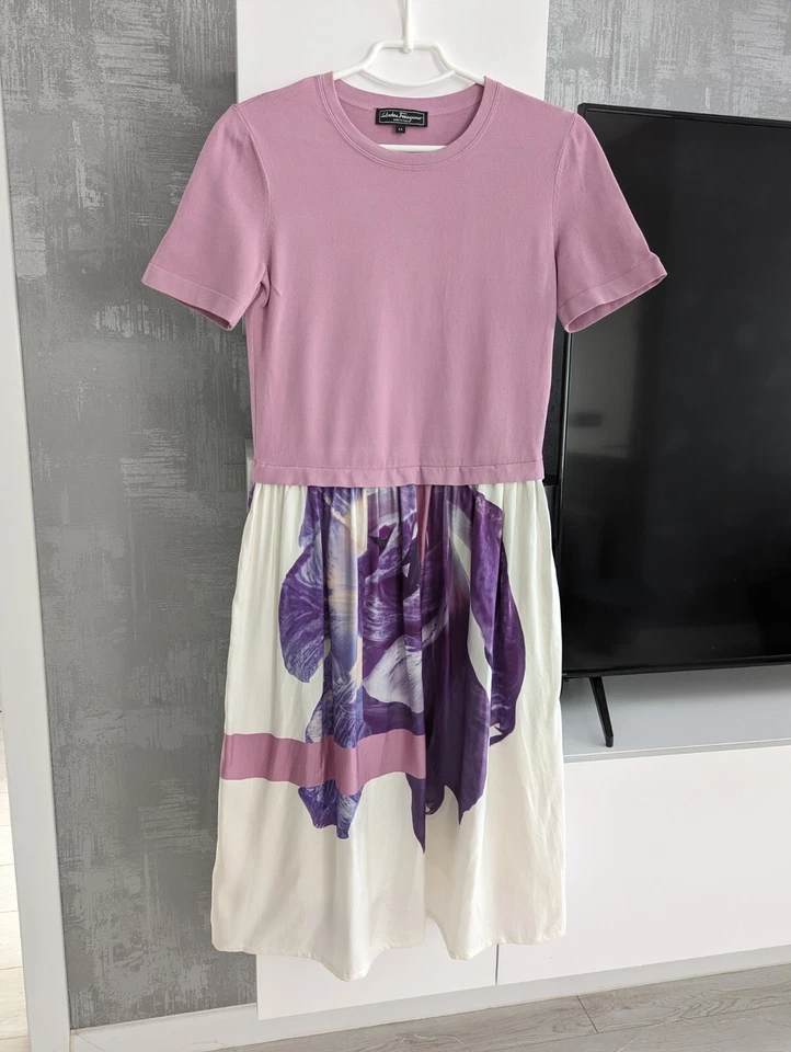 Vestido Salvatore Ferragamo Floral Estampado Fotográfico Seda Multicolor Púrpura 44 M Foto 2 de 4