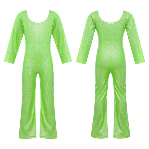 Kids Girls Unitard Party Jumpsuit Long Sleeve Bodysuit Full Body Costume Dance - Picture 48 of 78