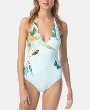 NWT Vince Camuto Mist Garden Paradise Halter One Piece Swimsuit 8 pjl1022