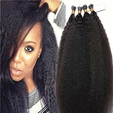 Kinky Straight I Tip Human Hair Extension Pre Bonded Mongolian I Tip Hair 100Pcs