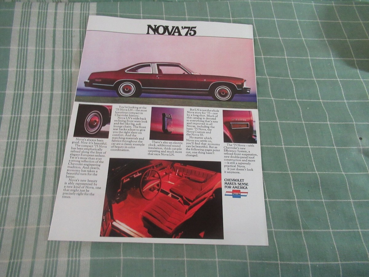 Vintage 1975 Chevrolet Nova sales brochure booklet | eBay