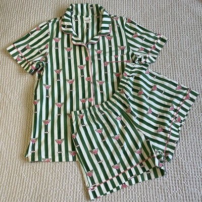 Bed Head PJs Martini O'Clock Short Sleeve Classic Shorty Stretch Sz M