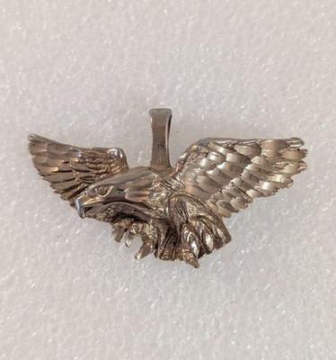 Vtg Gold Tone Eagle Bird Pendant for Necklace 2'' Signed TM
