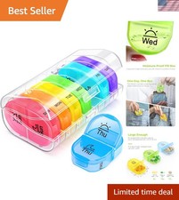 Pill Box 2 Times a Day, Weekly Pill Organizer AM PM with 7 Daily Pocket Case