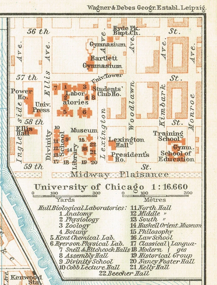 CHICAGO University of Chicago Antique map  1909  Original  Map City Plan  U.S.A - Image 2 of 4