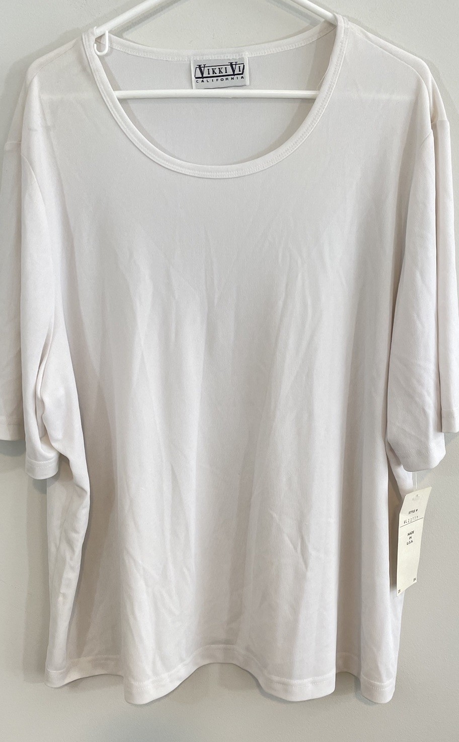 New Vikki Vi top blouse womens Sz 2X Basic slinky Capsule Travel Career white