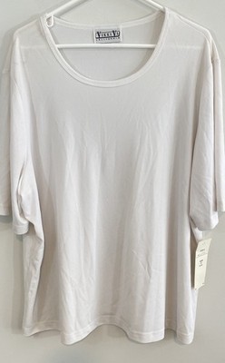 New Vikki Vi top blouse womens Sz 2X Basic slinky Capsule Travel Career white
