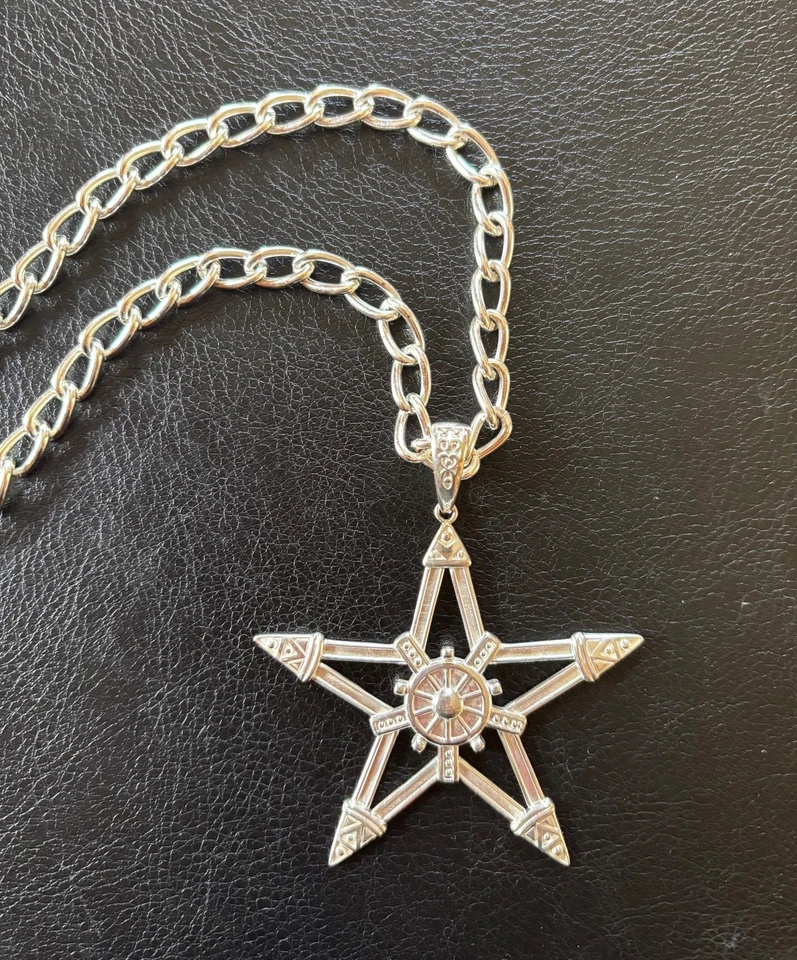 Colgante Pentagrama Plata Esterlina Brujería Oculto De Colección Nórdico Pagano Wicca Foto 4 de 4