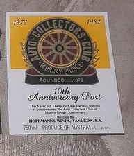 Auto Collectors Club - Murray Bridge, SA - 10th Anniversary port label MINT
