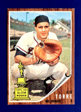 Joe Torre Rookie Card 1962 Topps #218 Braves Yankees HOF RC EX MINT *GWCARDS*. rookie card picture