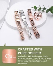Feraco Pure Copper Bracelet  Ring Set for Women - Ultra Strong Magnetic Therapy