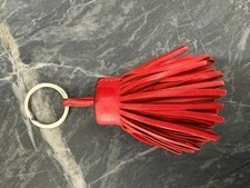 HERMES Key Ring Keychain Bag Charm Carmen Leather Rouge Authentic Used Japan