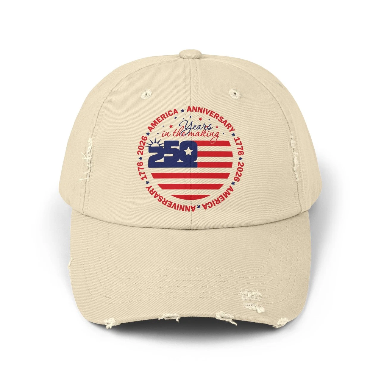 America USA 250 Anniversary 1776 2026 Distressed Cap Patriotic
