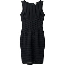 Calvin Klein Womens Black Pleated Tiered Sleeveless Sheath Dress Size 6