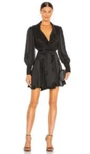 Women's Zimmerman Black Long Silk Wrap Mini Dress Size 0