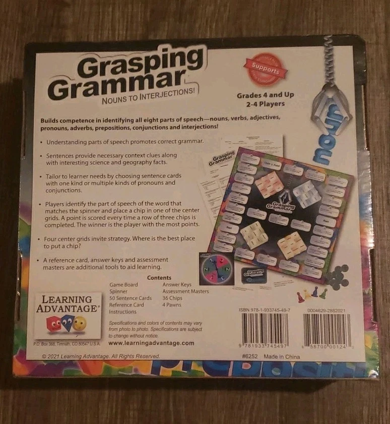 Grasping Grammar Nouns to Interjections! Learning Advantage Board Game New - Image 2 of 4