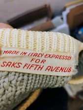 Vintage Saks Fifth Avenue Made in Italy 100 Wool Heavy Knit Pullover Sweater -