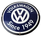 Vintage Volkswagen Sign - Porcelain VW Automobile Dealership Sales Gas Pump Sign