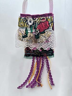 Boho, Medicine Bag, Necklace, Fabric Purse, Handmade, Wallet Artisan OOAK Signed