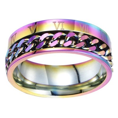 1pc Unisex Fashion Titanium Stahlring Rotatable Römische Ziffern