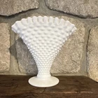 Fenton White Milk Glass Hobnail Vase, Mid-Century Modern Decorative Vase