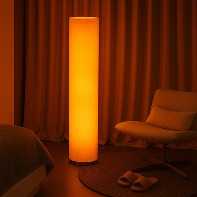 Stehleuchte Standlampe Stehlampe Textil weiß Schlafzimmerleuchte LED H 110 cm