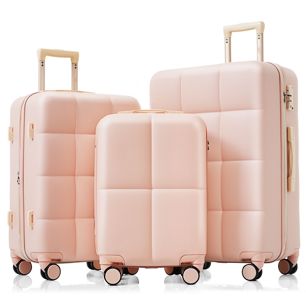 Set, Airline Approved Carry-on Abs Spinner Suitcase With Cup Holder