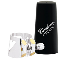 Vandoren Optimum Ligature and Plastic Cap for Bass Clarinet - Silver - LC04P 