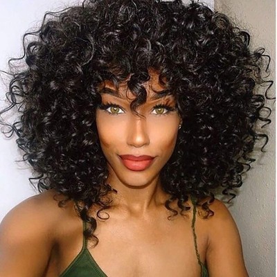 Afro Perücke Schwarz Brazilian Synthetische Brasilianisches Verworrene Lockig...