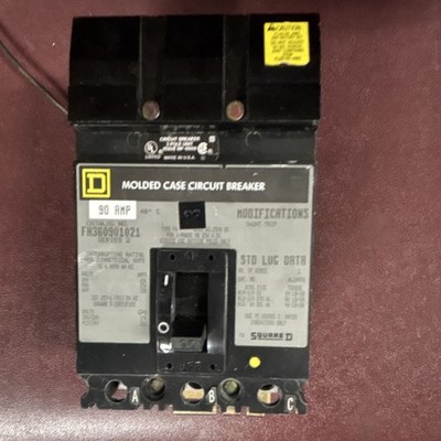 Square D FH360901021 90A 3-Pole Bolt-On Circuit Breaker 600V Shunt Trip
