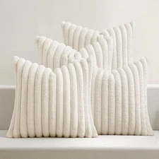 MIULEE Christmas Faux Fur Plush Decorative 18 x 18 (Pack of 4), Cream White 