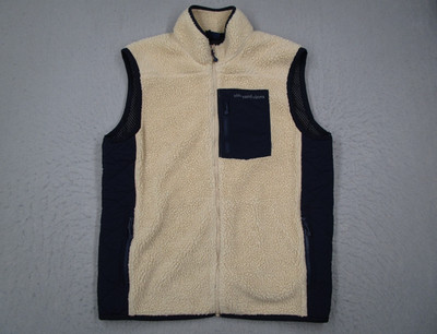 Vineyard Vines Vest Mens Large Off White Sherpa Full Zip Hike Travel Golf Work