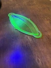 Art Deco Green Uranium Depression Glass Oval  Handle Serving Bowl Celery Dish