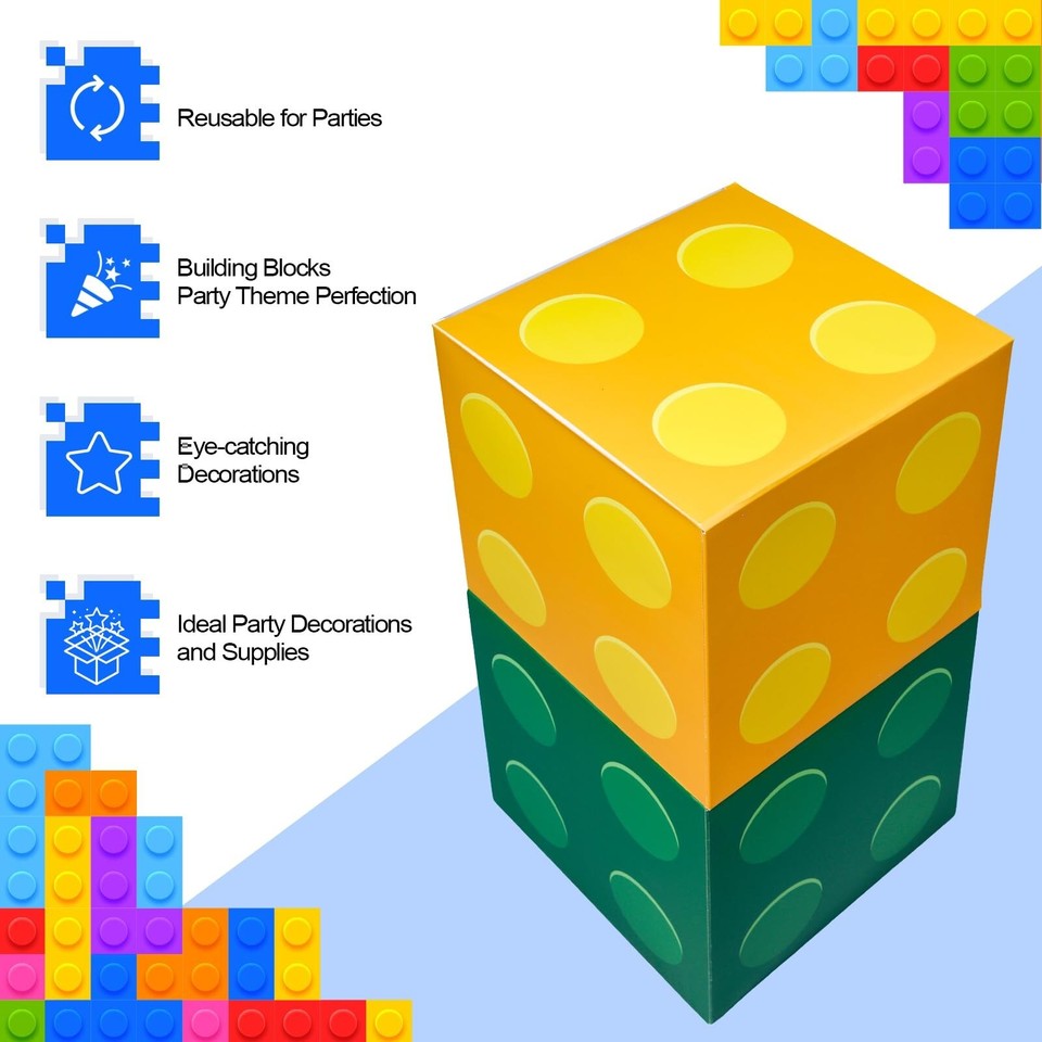 6 Pieces Building Block Party Boxes 11.8 x 11.8 Inch Building Block ...