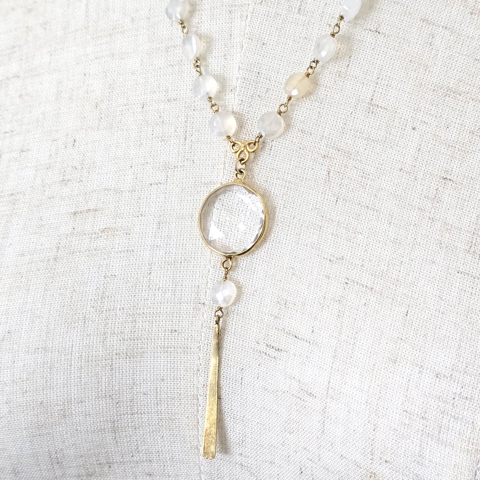 Collar CHAN LUU Chapado en Oro 18k 925 SWAROVSKI CRISTAL Facetado Colgante Gota Foto 4 de 4